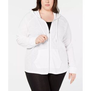 Calvin Klein Women's Top Plus Sz Sweater 3X Ruched-Sleeve Zip